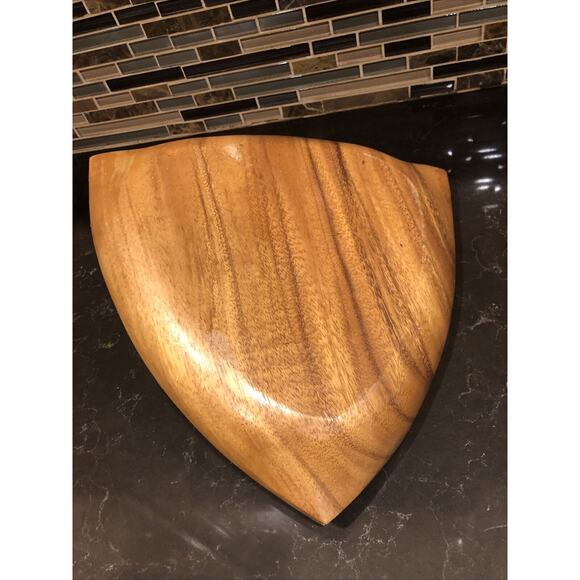 Vintage Acacia Wood & Capiz Shell 3 Compartment Section Serving Bowl Tray 12" - Picture 5 of 5